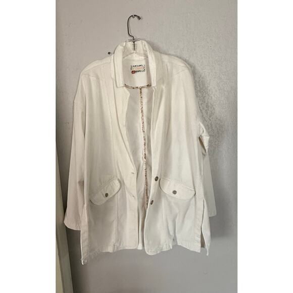 Anthropologie Pilcro Washed Corduroy Oversized Blazer Off White Small - Picture 4 of 9